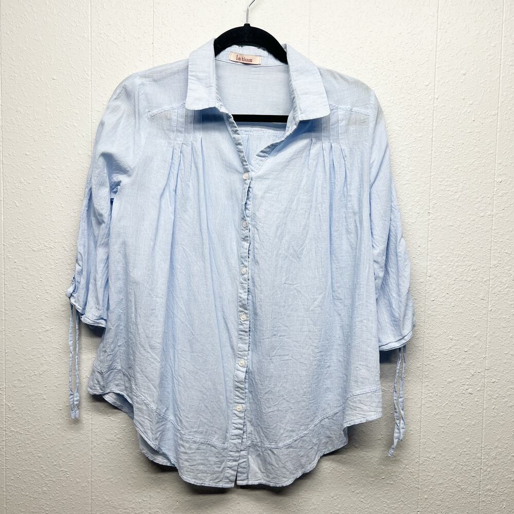 La Tium Womens Academia Lightweight Flowy Chic Preppy Beach Relaxed Shirt Large